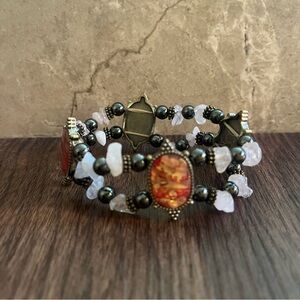 💎 Colorful Beaded Stretch Bracelet with dragons breath stones